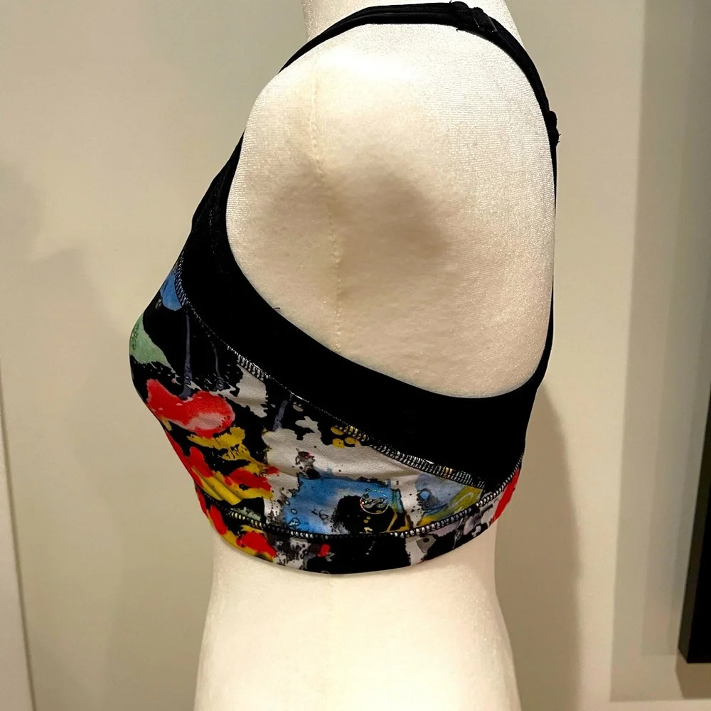 ABS by Allen Schwartz | Black & Peach Graffiti Sports Bra Size Medium - Picture 4 of 9